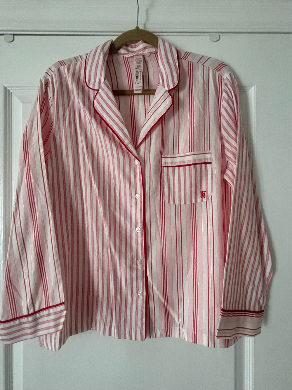 Victoria's Secret Pink & White Striped Long-Sleeve Pajama Shirt